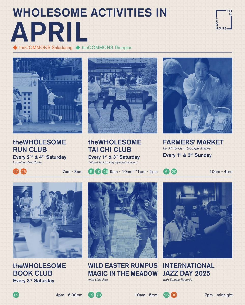 Monthly activity poster with every photo tinted a single blue